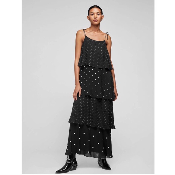 ANINE BING polka dot tiered maxi dress sz L - Picture 1 of 7